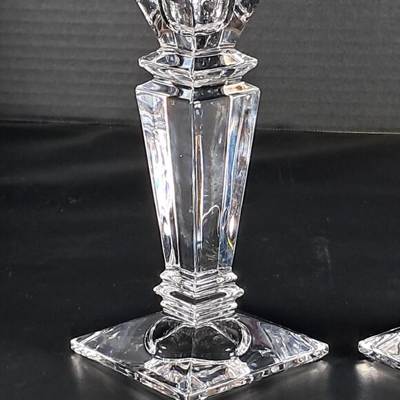 Exquisite Tyrone Irish Hand Cut 24% Crystal Square Pedestal Candlestick Holders - Picture 11 of 12